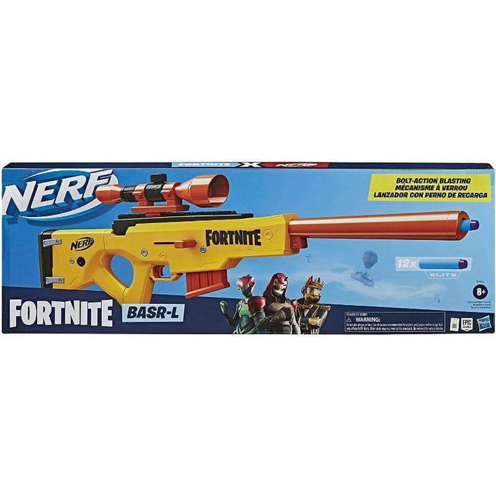 Fortnite BASR-L Bolt Action Clip Fed Blaster Includes Removable Scope and 12 Elite Darts From Nerf Yellow - 30x10.25x2.63 cm - E7522 - ZRAFH