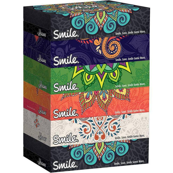Facial tissue box 70 sheets X 2 ply, pack of 6 boxes - Fine¬Æ smile sterilized face tissues - ZRAFH