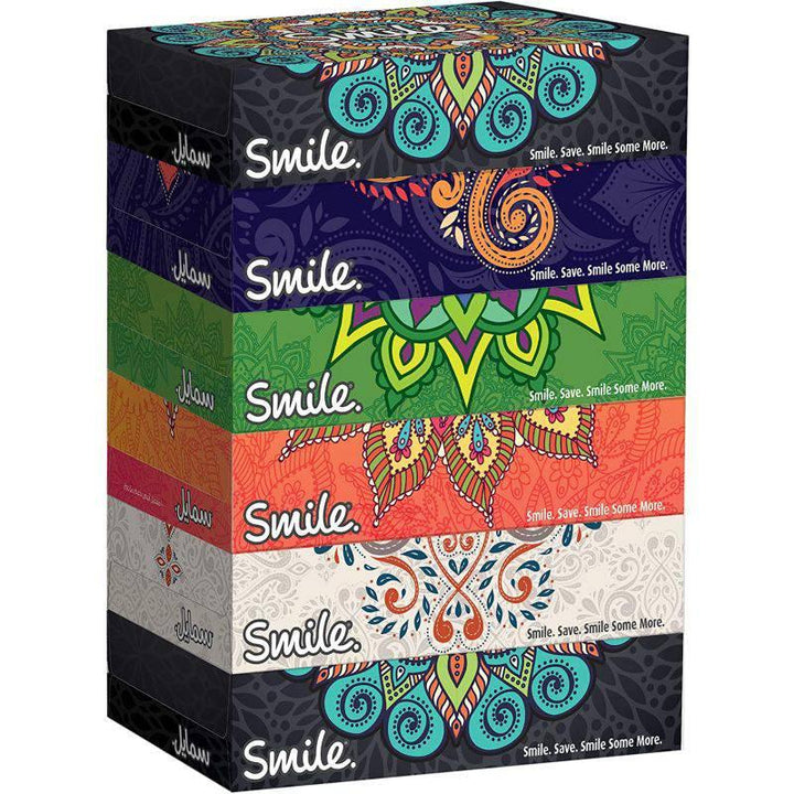 Facial tissue box 70 sheets X 2 ply, pack of 6 boxes - Fine® smile sterilized face tissues - ZRAFH