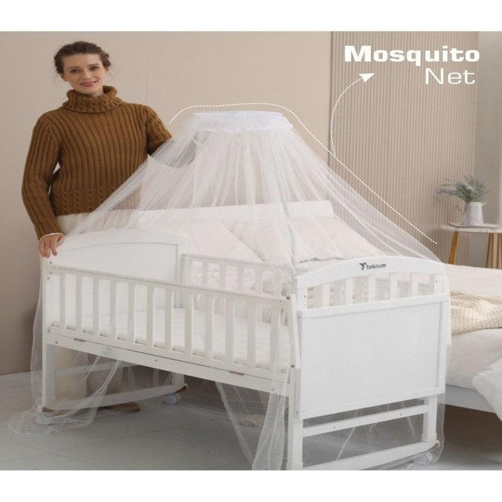 Teknum Convertible Crib 7 in 1 with Mattress and Mosquito Net - Detachable Wheels - White - TK_WBSC - Zrafh.com - Your Destination for Baby & Mother Needs in Saudi Arabia