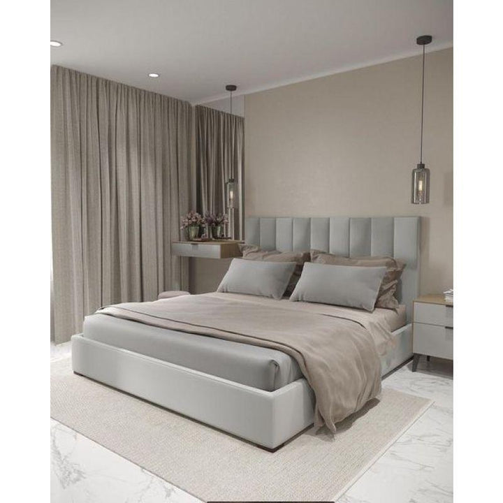 Queen Bed in Grey Velvet with Swedish Wood Frame By Alhome - 110112386 - Zrafh.com - Your Destination for Baby & Mother Needs in Saudi Arabia