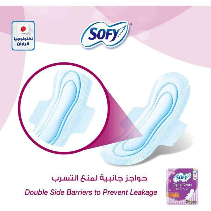 Sofy Sanitary Napkin for Women Soft and Secure Large with Wings -Maxi Compressed - 30 + 10 Pads - ZRAFH