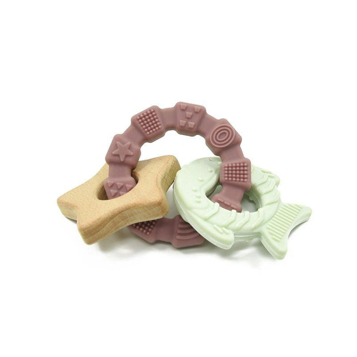 Luqu Silicone And Wood Teether- Star - ZRAFH