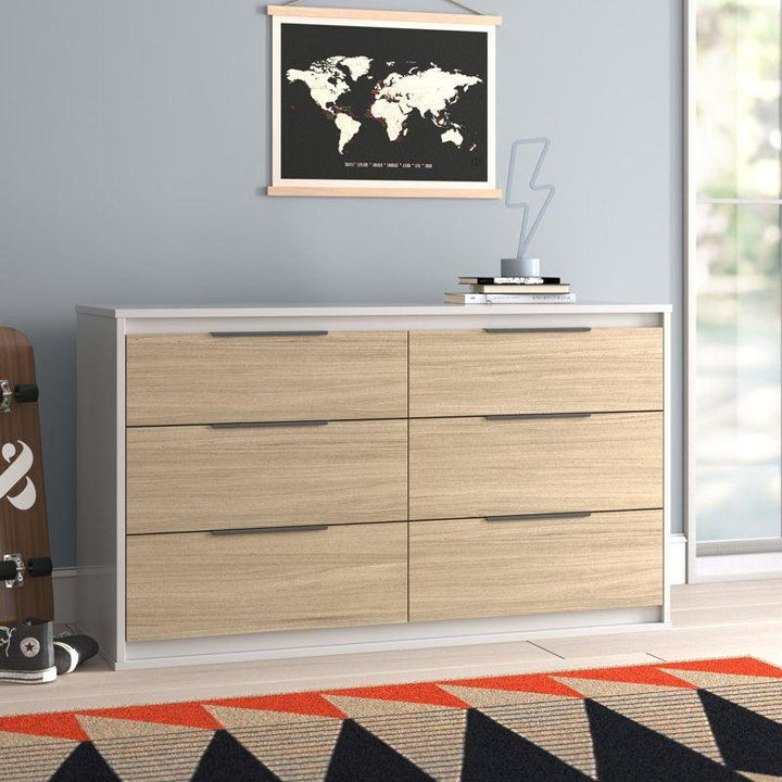 Kids Dresser: 128x40x73 Wood, Beige and White by Alhome - Zrafh.com - Your Destination for Baby & Mother Needs in Saudi Arabia