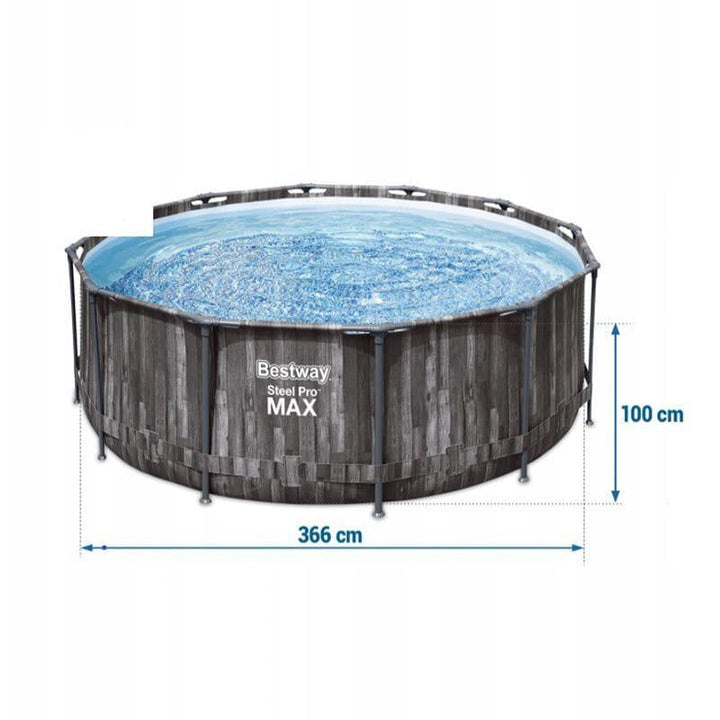 Steel Pro MAX Pool Set 366x100 cm From Bestway Grey - 26-5614X - ZRAFH
