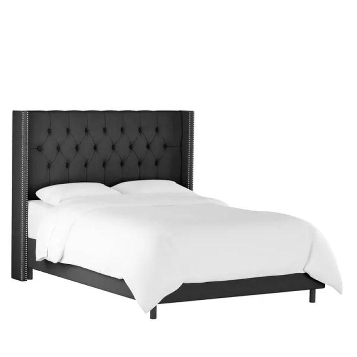 Ebony Velvet Supreme: Swedish Wood Super King Bed (200x200x140) by Alhome - Zrafh.com - Your Destination for Baby & Mother Needs in Saudi Arabia