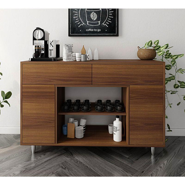 Brown Coffee Corner with Shelves and Drawers By Alhome - Zrafh.com - Your Destination for Baby & Mother Needs in Saudi Arabia