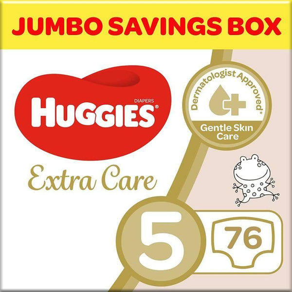 Huggies Jumbo Saving Box Baby Diapers Extra Care - Size (5) 12-22 KG- 76 Diapers - ZRAFH