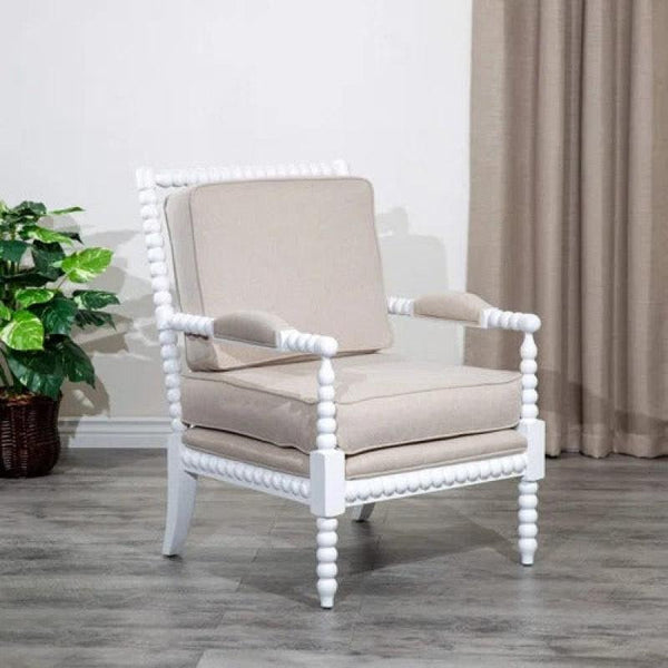 Beige Linen Accent Chair By Alhome - Zrafh.com - Your Destination for Baby & Mother Needs in Saudi Arabia