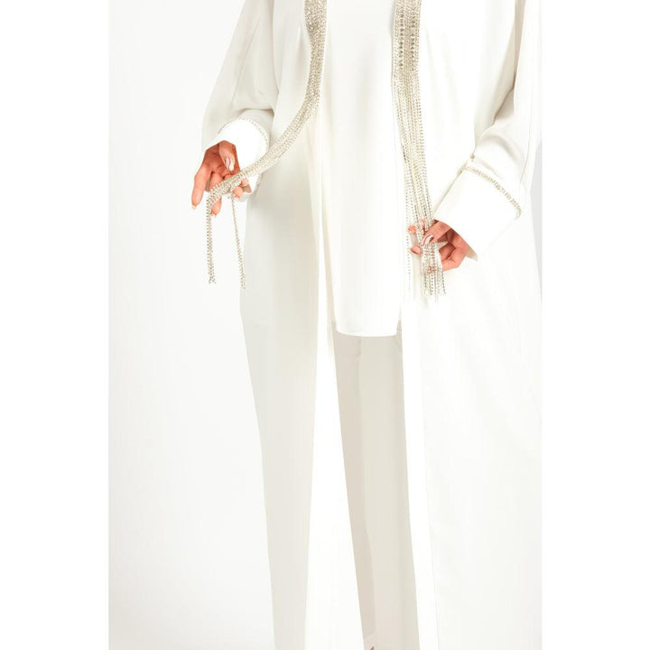 Londonella Women's Long Sleeves Abaya - White - 100243 - Zrafh.com - Your Destination for Baby & Mother Needs in Saudi Arabia