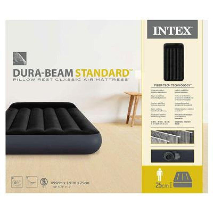 Intex Twin Classic Airbed With Raised Pillow Rest With Fiber-Tech - Zrafh.com - Your Destination for Baby & Mother Needs in Saudi Arabia