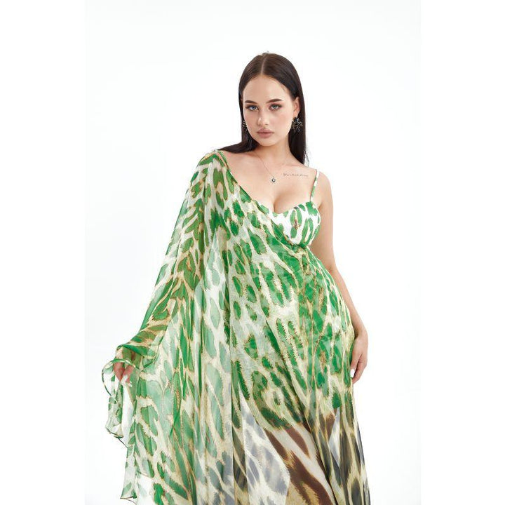 Londonella Women's Long Summer Dress With One Sleeve - Green - LON100289 - Zrafh.com - Your Destination for Baby & Mother Needs in Saudi Arabia