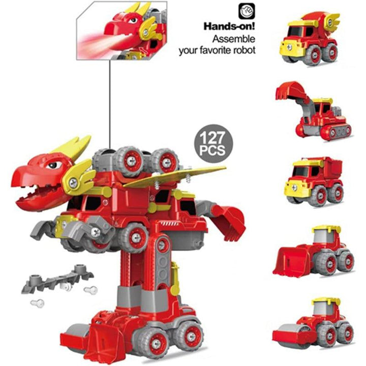 Little Story Kids Toy 5 In 1 Dinosaur Robot Transformation Vehicle With Remote - Red - Zrafh.com - Your Destination for Baby & Mother Needs in Saudi Arabia