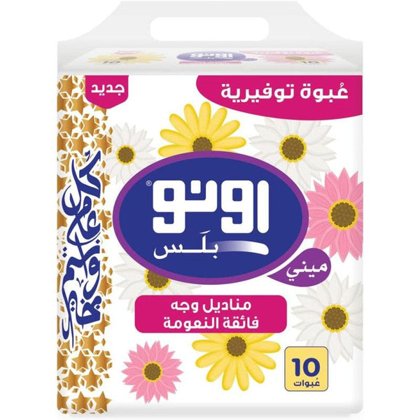 Uno Plus Mini Facial Tissue Soft Pack 180 Sheets, 10 Pieces - Pack Of 1 - Zrafh.com - Your Destination for Baby & Mother Needs in Saudi Arabia