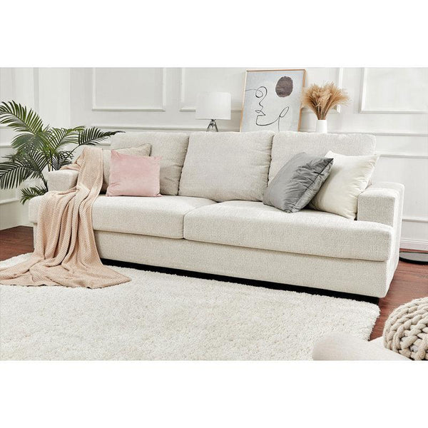 Timeless Comfort: 3-Seater Linen Sofa in Beige By Alhome - Zrafh.com - Your Destination for Baby & Mother Needs in Saudi Arabia