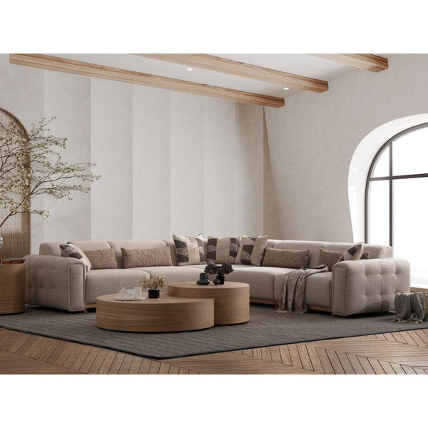 Chanel Beige L-Shaped Sofa By Alhome - Zrafh.com - Your Destination for Baby & Mother Needs in Saudi Arabia