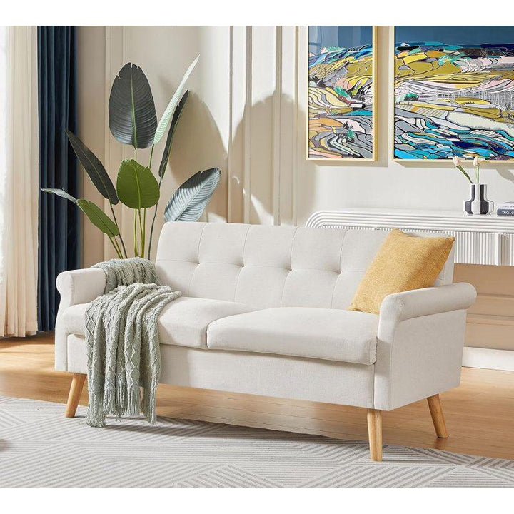 Modern Velvet 2 Seater Sofa - White - 200x85x85 cm - By Alhome - Zrafh.com - Your Destination for Baby & Mother Needs in Saudi Arabia