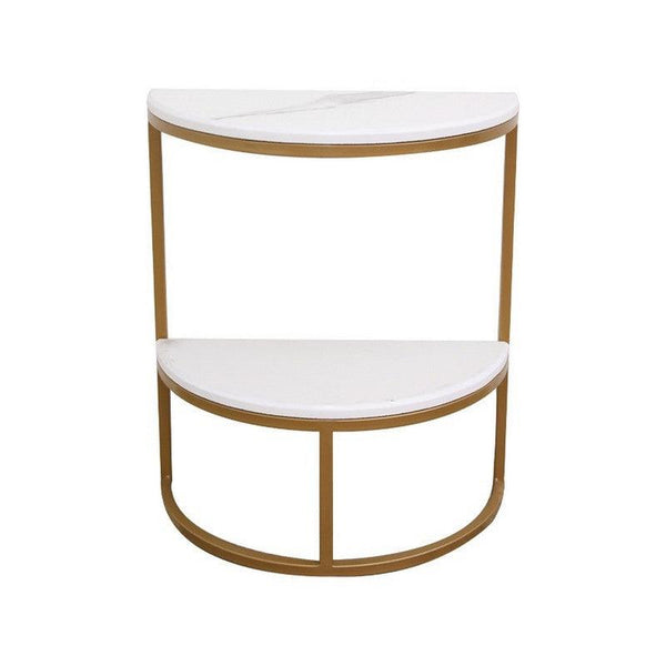 Iron and Marble Wood Side Table Gold and White - 30x25x60 cm By Alhome - Zrafh.com - Your Destination for Baby & Mother Needs in Saudi Arabia