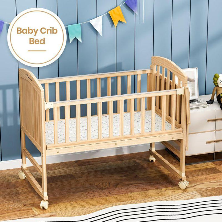 Teknum 7in1 Convertible Kids Bed And Bedside Crib With Mattress And Mosquito net - Natural Wood - Zrafh.com - Your Destination for Baby & Mother Needs in Saudi Arabia