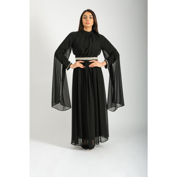 Londonella Women's Long Sleeves Abaya With Waist Belt - Black - 100245 - Zrafh.com - Your Destination for Baby & Mother Needs in Saudi Arabia