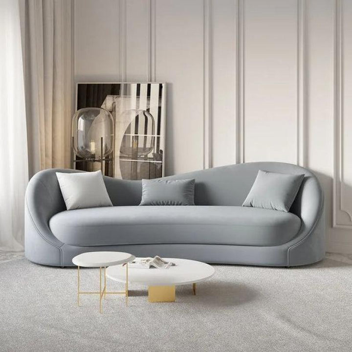 Velvet Opulence: 3-Seater Sofa in Elegant Gray By Alhome - Zrafh.com - Your Destination for Baby & Mother Needs in Saudi Arabia