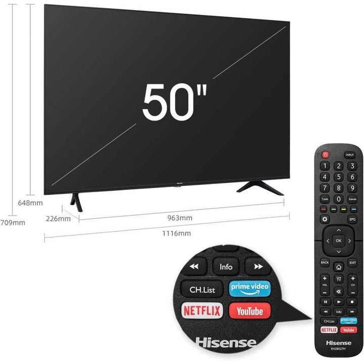 Hisense Smart TV - 50 inch - 4K - HDR - DLED - 3HDM - 50A7100FS - ZRAFH