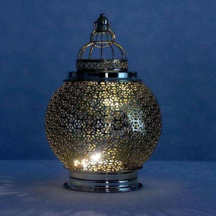 Steel Ramadan Lantern With Led Light With Sound - Gold - 27X20X20 Cm - By Family Ship - 600007820 - Zrafh.com - Your Destination for Baby & Mother Needs in Saudi Arabia