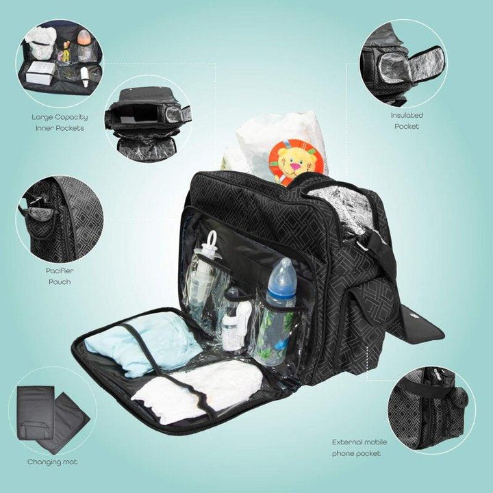 Moon - Ritzi Ultra-Light Weight/Travel Cabin - Grey + 4Ever Messenger Bag, Multifunction Diaper Bag - Pattern - Zrafh.com - Your Destination for Baby & Mother Needs in Saudi Arabia