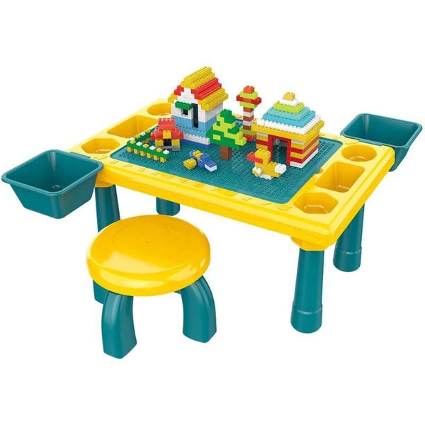 Little Story Blocks 4 In 1 Activity Table With Stool - Green - Zrafh.com - Your Destination for Baby & Mother Needs in Saudi Arabia