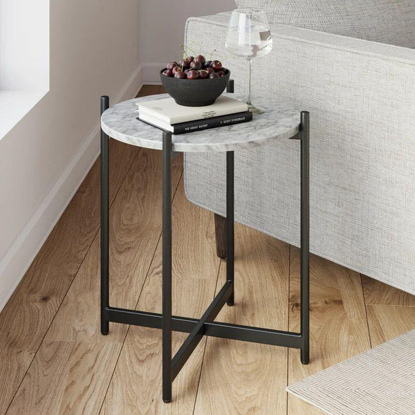 Timeless Marble Grace: Petite Side Table By Alhome - Zrafh.com - Your Destination for Baby & Mother Needs in Saudi Arabia