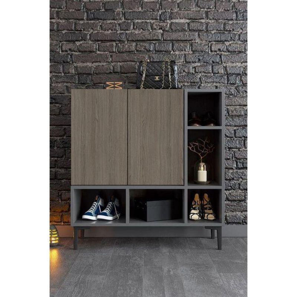 Shoe Cabinet with Two Shelves and Shelves, Grey By Alhome - Zrafh.com - Your Destination for Baby & Mother Needs in Saudi Arabia