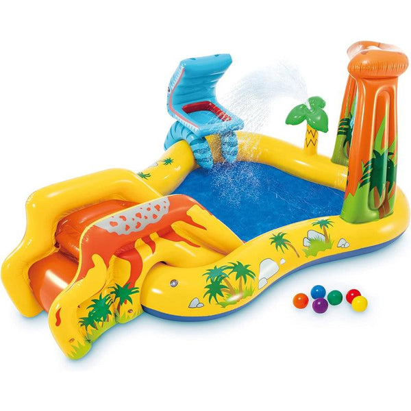 Intex Dinosaur Play Centre Inflatable Pool With Balls - 249.68x108.9x191 cm - 2+ Y - Zrafh.com - Your Destination for Baby & Mother Needs in Saudi Arabia