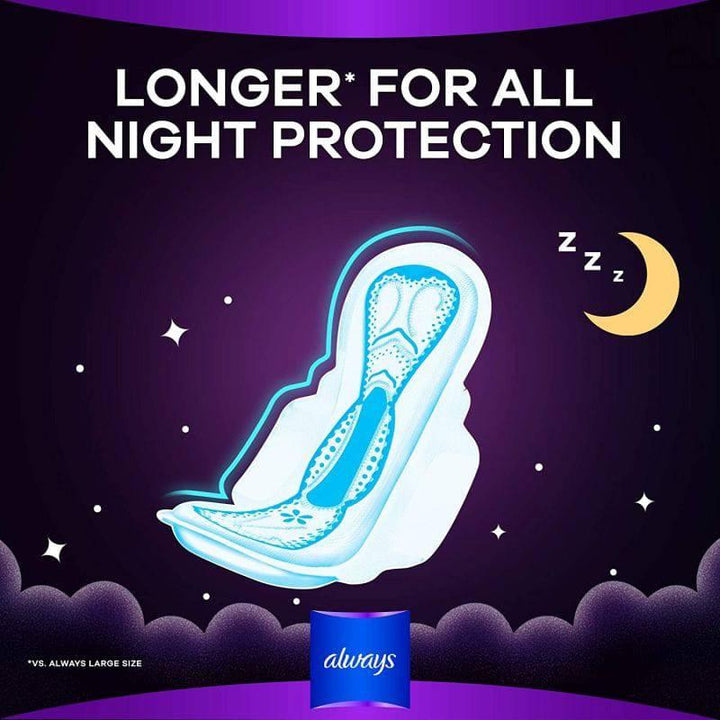 Always Dreamzz Pad Clean & Dry Maxi Thick, Night Long Sanitary Pads with Wings, 48 Pads - ZRAFH