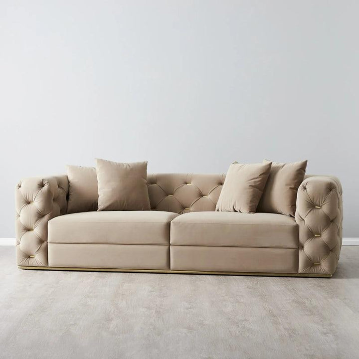 Velvet Beige 3-Seater Sofa By Alhome - Zrafh.com - Your Destination for Baby & Mother Needs in Saudi Arabia