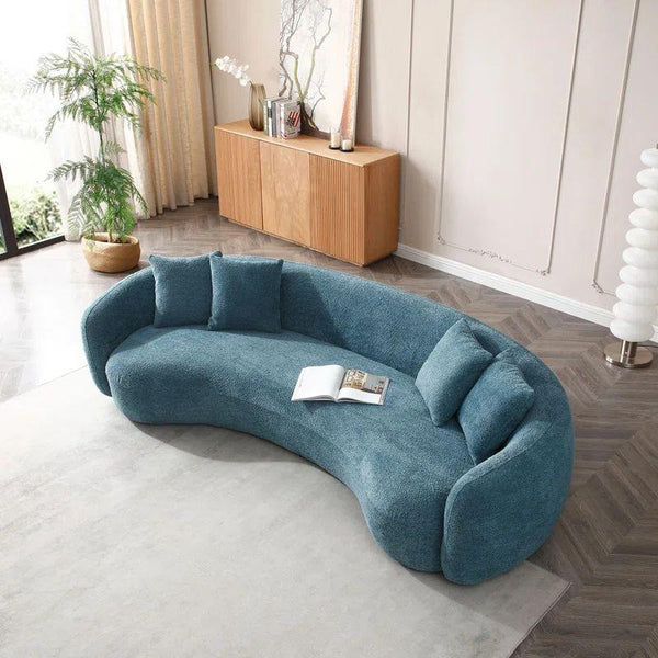 Serene Blue Boucle 3-Seater Sofa Swedish Wood By Alhome - Zrafh.com - Your Destination for Baby & Mother Needs in Saudi Arabia