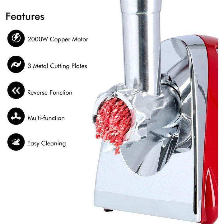 Krypton Electric Meat Grinder and Mincer With Reverse Function - 2000 w - Red and Silver - Knmg6249 - Zrafh.com - Your Destination for Baby & Mother Needs in Saudi Arabia