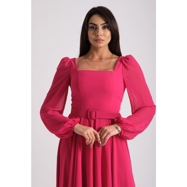 Londonella Women's Short Evening Dress With Long Sleeves & Elegant Waist Belt - 100222 - Zrafh.com - Your Destination for Baby & Mother Needs in Saudi Arabia