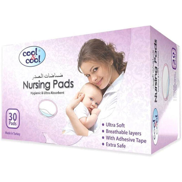 Cool & Cool Nursing Pads Hygienic with Ultra Absorbent - 2+1 Free - 30 Pads - Zrafh.com - Your Destination for Baby & Mother Needs in Saudi Arabia