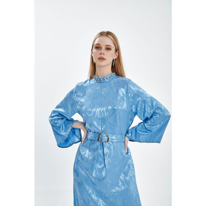 Londonella Women's Long Summer Dress With Long Sleeves And Belt - Lon100307 - Zrafh.com - Your Destination for Baby & Mother Needs in Saudi Arabia