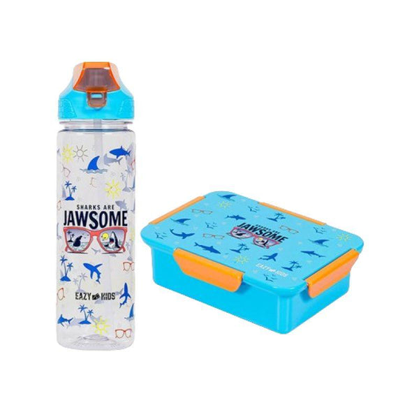 Easy Kids Tritan Lunch Box and Water Bottle - 2-in-1 Flip Lid for Drinking - Blue - Zrafh.com - Your Destination for Baby & Mother Needs in Saudi Arabia