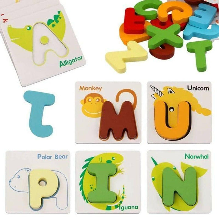 Wooden Cards English Alphabet Letter Puzzles 19x7.5x22 cm By Baby Love - 33-2237 - ZRAFH