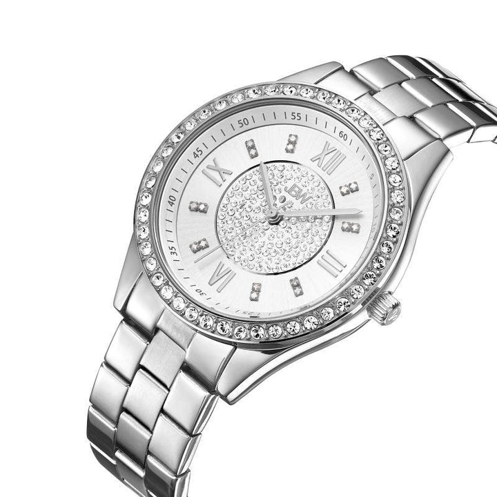 JBW Women's Mondrian Stainless Steel Watch 0.16 ctw Diamond - Silver - J6303 - Zrafh.com - Your Destination for Baby & Mother Needs in Saudi Arabia