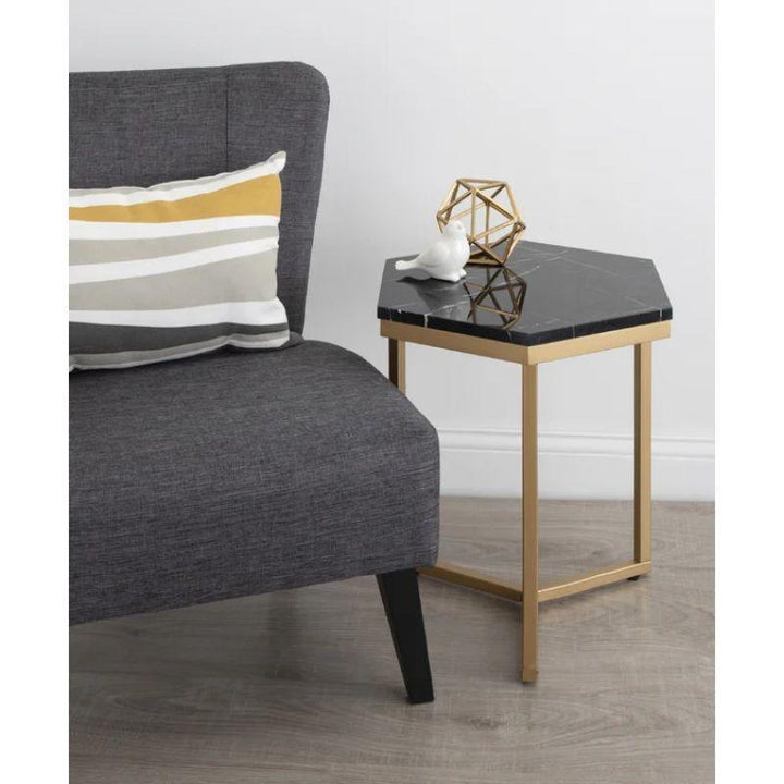 Luxurious Marble Haven: Contemporary Side Table By Alhome - Zrafh.com - Your Destination for Baby & Mother Needs in Saudi Arabia