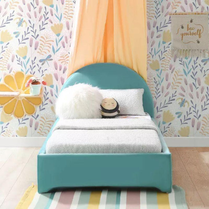 Kids' Sky Blue Fabric Upholstered MDF Bed: Serene Comfort, 120x200x140 cm by Alhome - Zrafh.com - Your Destination for Baby & Mother Needs in Saudi Arabia