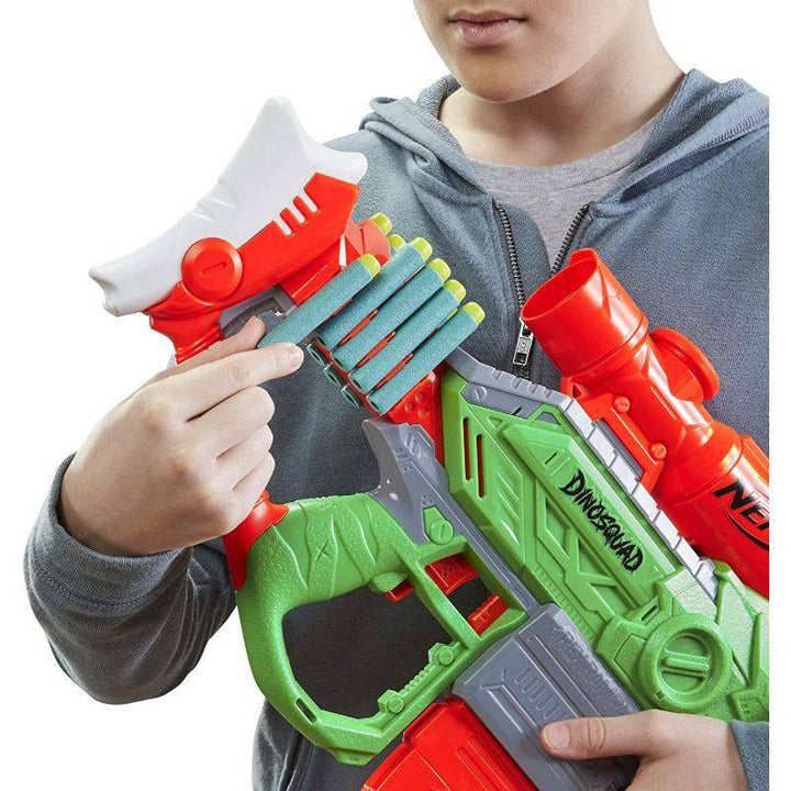 DinoSquad Rex-Rampage Motorized Dart Blaster With 20 Darts T-Rex Dinosaur Design From Nerf Green And Red - 81.2x27.2x7.62 cm - F0807 - ZRAFH