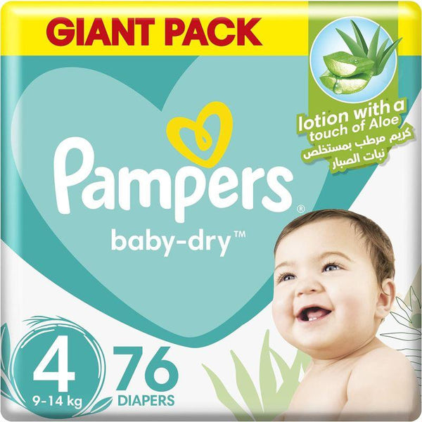 Pampers Baby Dry - Size 4 - 9-14 kg - 76 Diapers - Zrafh.com - Your Destination for Baby & Mother Needs in Saudi Arabia