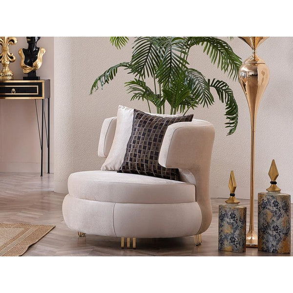 Beige Velvet Chair By Alhome - 110111670 - Zrafh.com - Your Destination for Baby & Mother Needs in Saudi Arabia