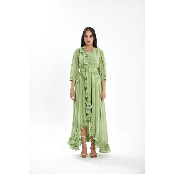 Londonella Women's Midi Summer Dress With Belt And Transparent Half Sleeves - Lon100319 - Zrafh.com - Your Destination for Baby & Mother Needs in Saudi Arabia