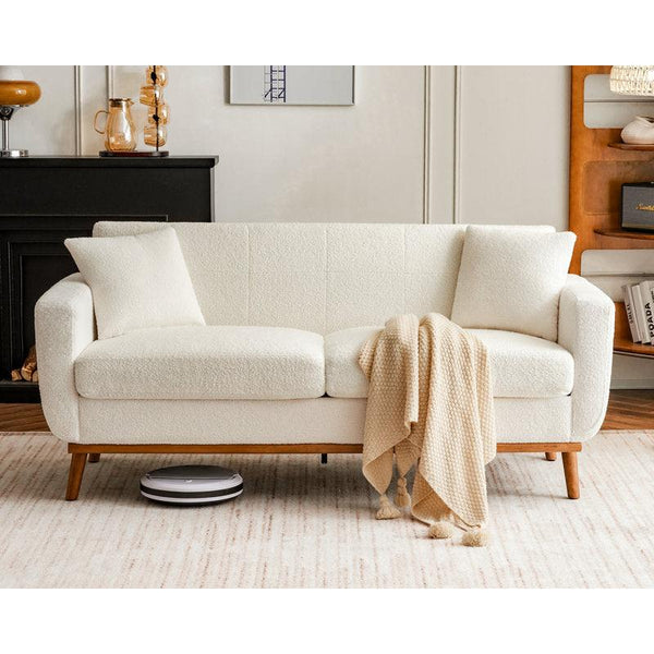 Timeless Appeal: 3-Seater Bouclé Sofa in Beige By Alhome - Zrafh.com - Your Destination for Baby & Mother Needs in Saudi Arabia