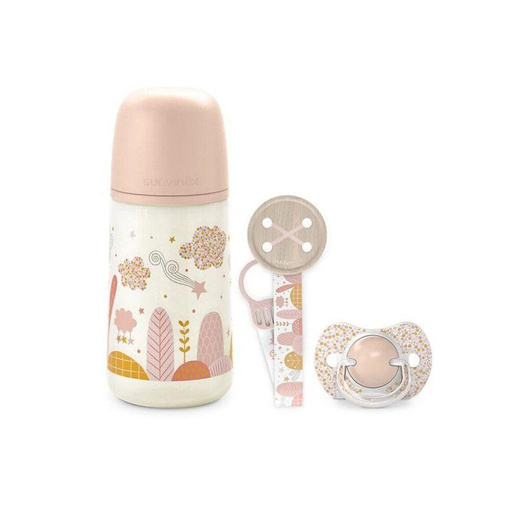 Suavinex Feeding Bottle With Pacifier And Pacifier Clip - Trees - Zrafh.com - Your Destination for Baby & Mother Needs in Saudi Arabia